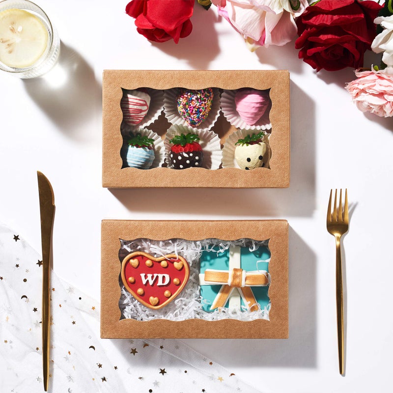 RomanticBaking 50 Pack Auto-Popup Cookies Boxes 7" x 4 3/8" x 1 1/2"Pastry Boxes Macaron Boxes Hot Chocolate Bombs Boxes Donut Boxes Brownies,Cakesicle Boxes - Image 4